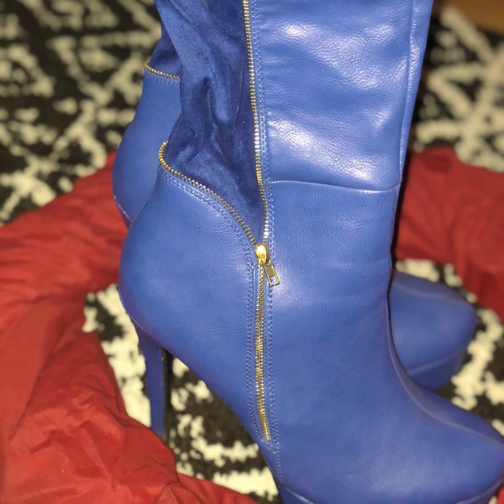 Royal blue over the knee boot